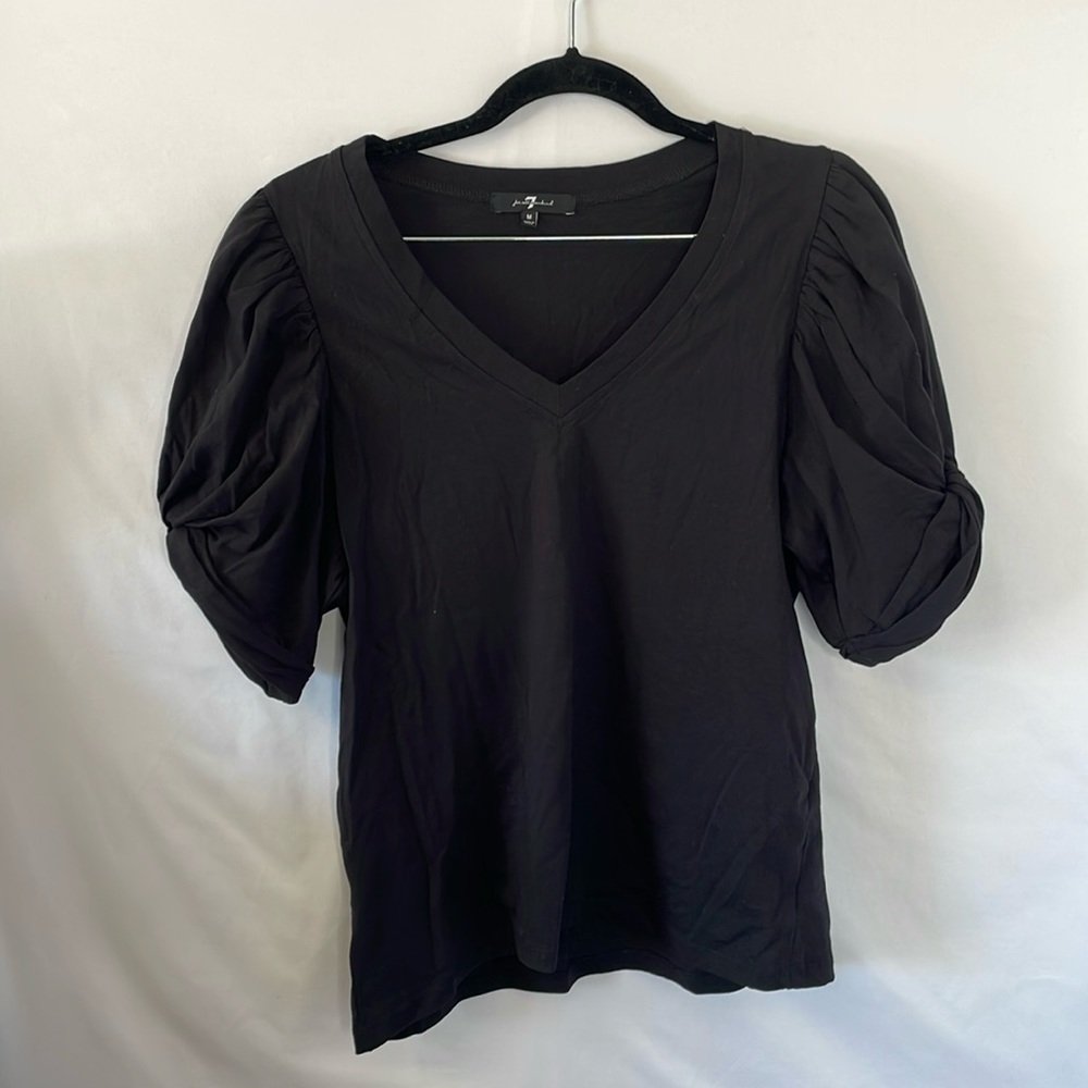 7 for all mankind black business casual puffy knot‎ sleeve size medium like new